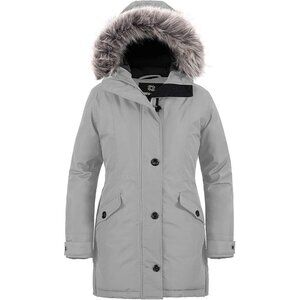 Women's Fashion Faux Dark Gray Puffer Jacket Hood Coat Winter Warm Duty Zipper
